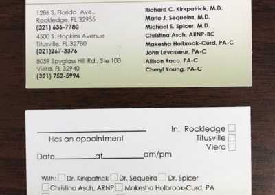 Brevard Skin & Cancer Center Appointment Card