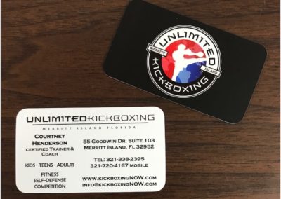 Unlimited Kickboxing Business Card with Spot UV & Rounded Corners